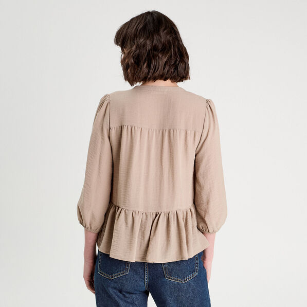 Blouse manches 3/4 beige femme