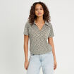 Blouse col polo vert olive femme
