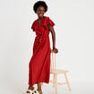 Robe longue &eacute;vas&eacute;e manches courtes orange fonc&eacute; femme