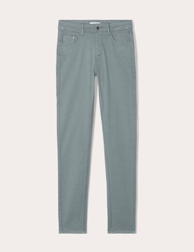 Jeans slim 5 poches vert fonc&eacute; femme