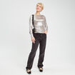 T-shirt aspect métallisé gris argent femme