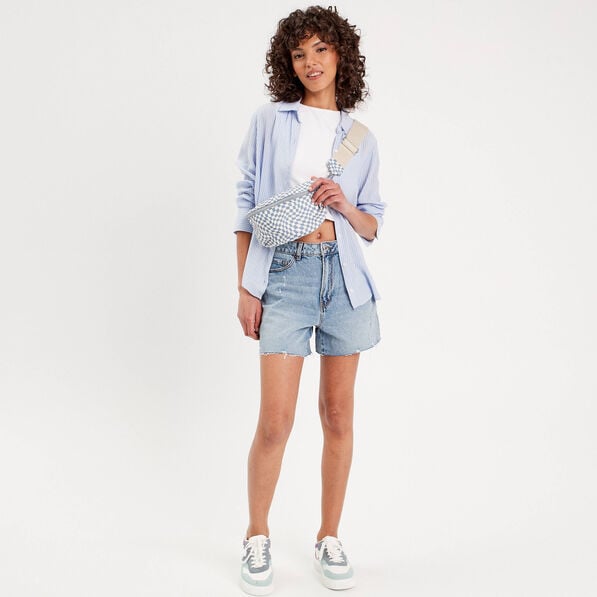 short droit en jean destroy denim stone femme Short droit en jean destroy denim stone femme