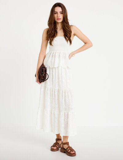Top bi-mati&egrave;re &agrave; bretelles blanc femme