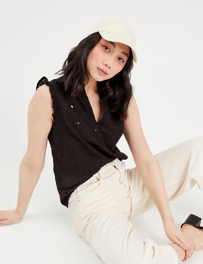 Blouse sans manches noir femme