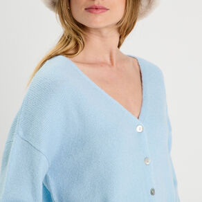 Gilet manches longues bleu ciel femme