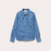 Chemise droite courte manches longues bleu femme
