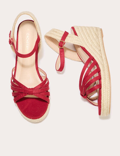 Sandales compensées vieux rose femme