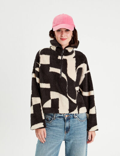 Sweat col camionneur blanc femme