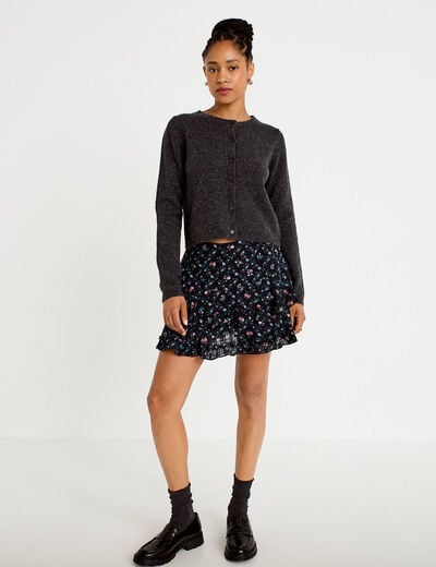 Jupe &agrave; volants noir femme