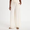 Pantalon large fluide ecru femme