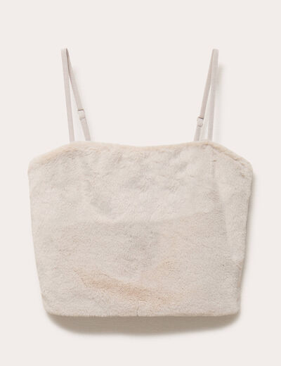 D&eacute;bardeur fausse fourrure sable femme