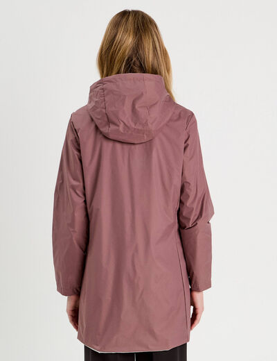 Parka réversible à capuche vieux rose femme