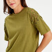 T-shirt manches courtes vert olive femme