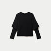 Top bi-mati&egrave;re dentelle col rond noir femme