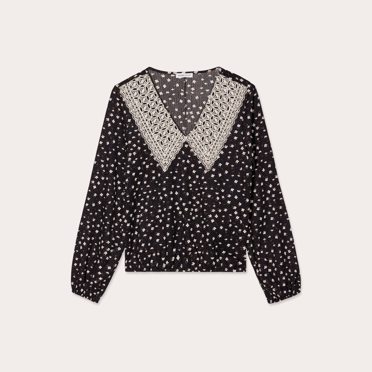 Blouse manches longues noir femme