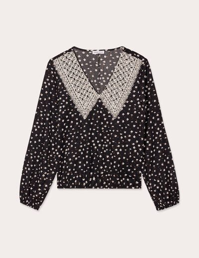 Blouse manches longues noir femme