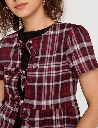 Blouse avec noeuds bordeaux femme