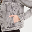 Veste boutonnée en jean denim gris femme