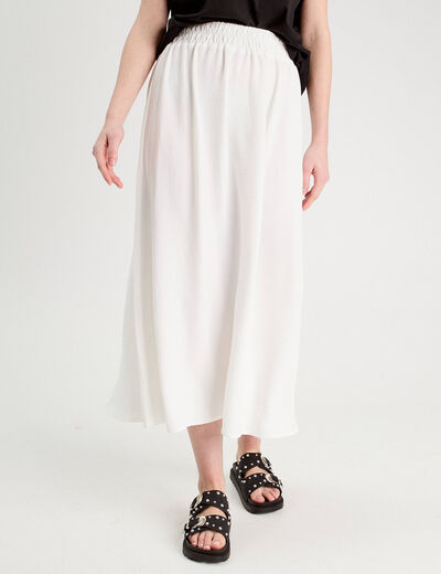 Jupe longue évasée ecru femme