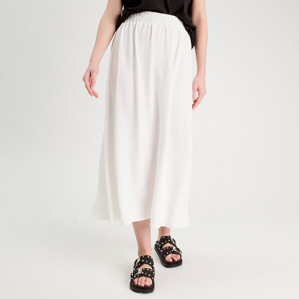 Jupe longue évasée ecru femme