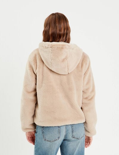 Parka r&eacute;versible &agrave; capuche beige femme