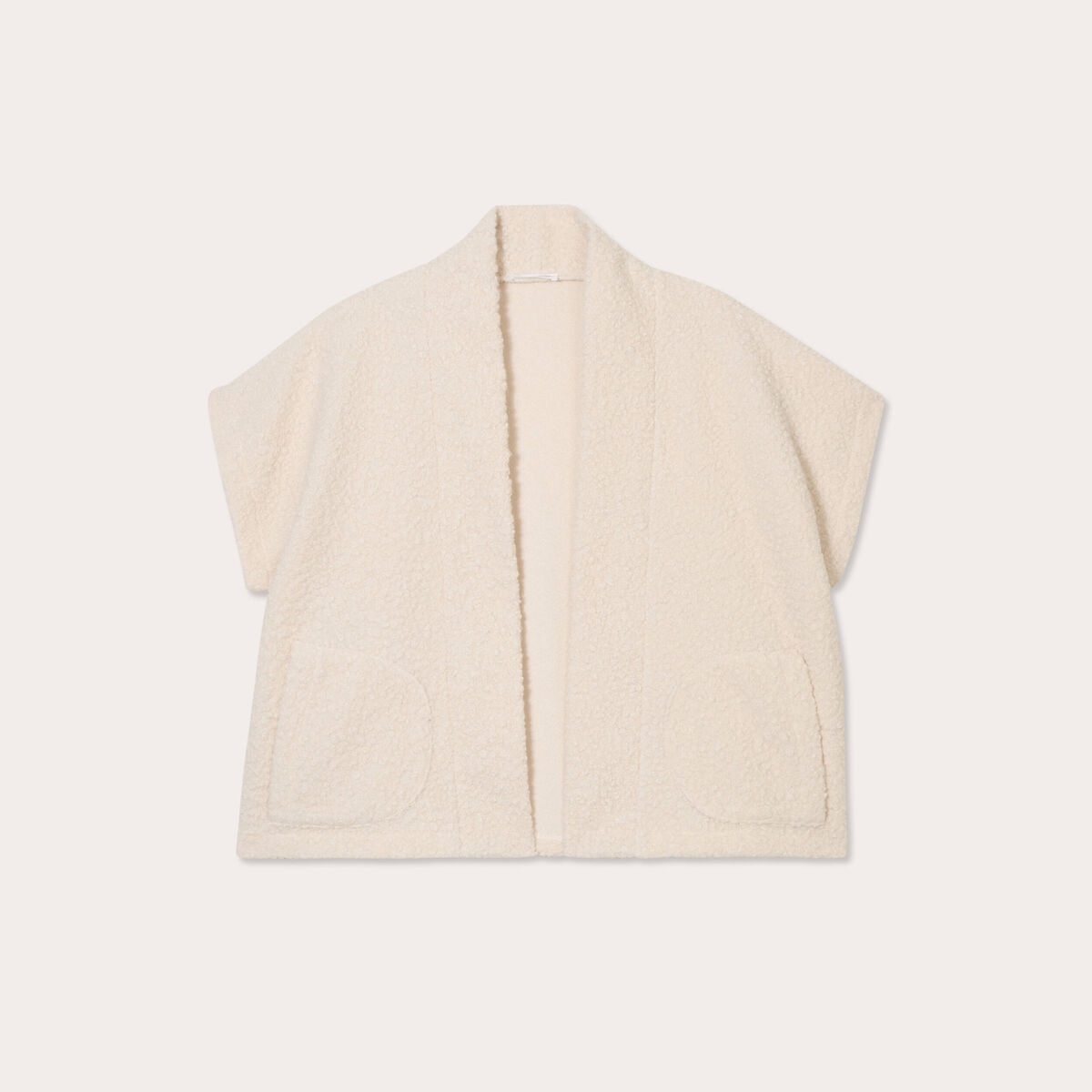 Gilet polaire manches courtes ecru femme