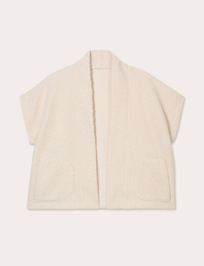 Gilet polaire manches courtes ecru femme