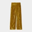 Pantalon large fluide velours vert olive femme