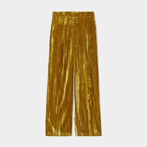 Pantalon large fluide velours vert olive femme