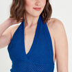 Crop top en crochet bleu electrique femme