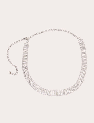 Ceinture &agrave; strass gris argent femme