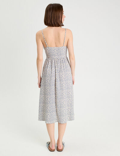 Robe longue évasée bretelles blanc femme