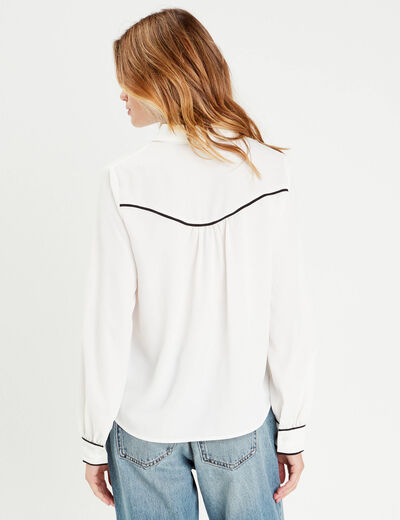 Chemise manches longues noeud ecru femme