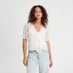 Blouse nouée avec volants ecru femme