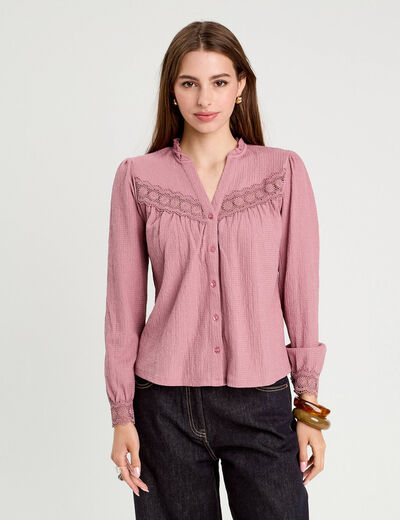 Blouse manches longues vieux rose femme