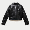 Veste droite cropped en similicuir noir femme