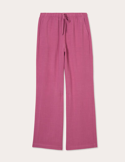 Pantalon large fluide prune femme
