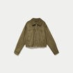 Veste effet boule oversize cropped vert kaki femme