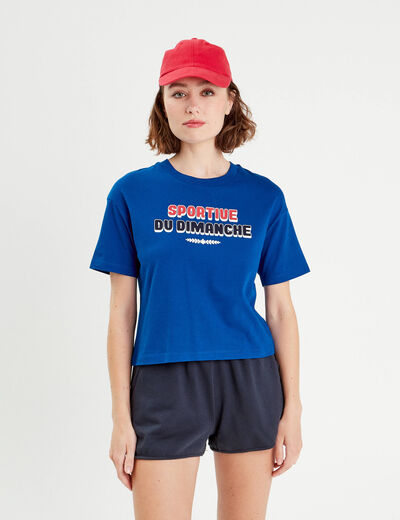 T-shirt manches courtes bleu electrique femme