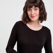 T-shirt uni &agrave; manches longues noir femme