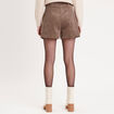 Short paperbag velours taupe femme