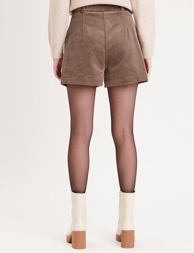 Short paperbag velours taupe femme