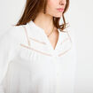 Blouse ajour&eacute;e col v manches longues ecru femme
