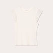 T-shirt côtelé manches courtes ecru femme