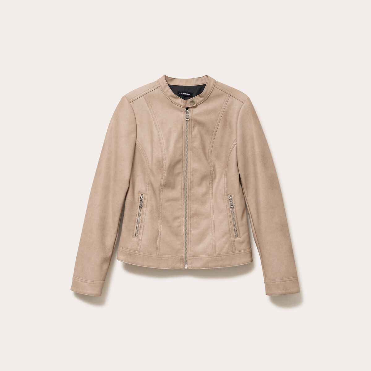 Veste droite zipp&eacute;e sable femme