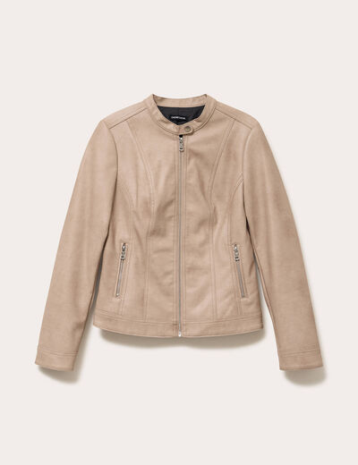 Veste droite zipp&eacute;e sable femme
