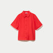 Chemise droite manches courtes rouge femme