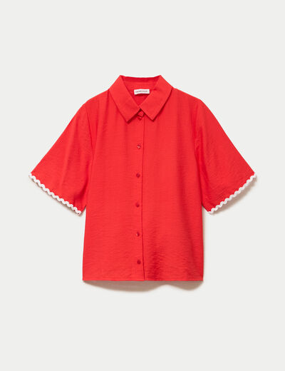 Chemise droite manches courtes rouge femme