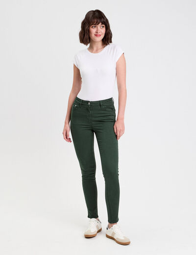 Jeans slim 5 poches vert foncé femme