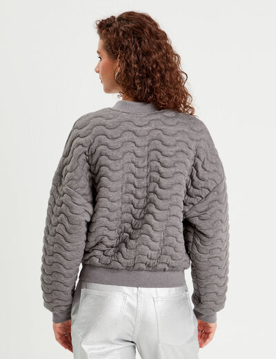 Veste matelassé zippé gris clair femme